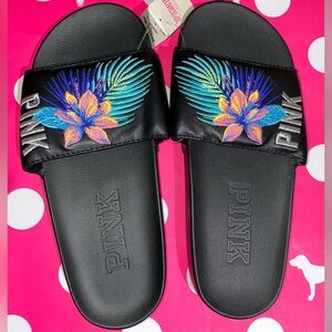 New Victoria’s Secret PINK slides floral pink slides flip flops pink tropical